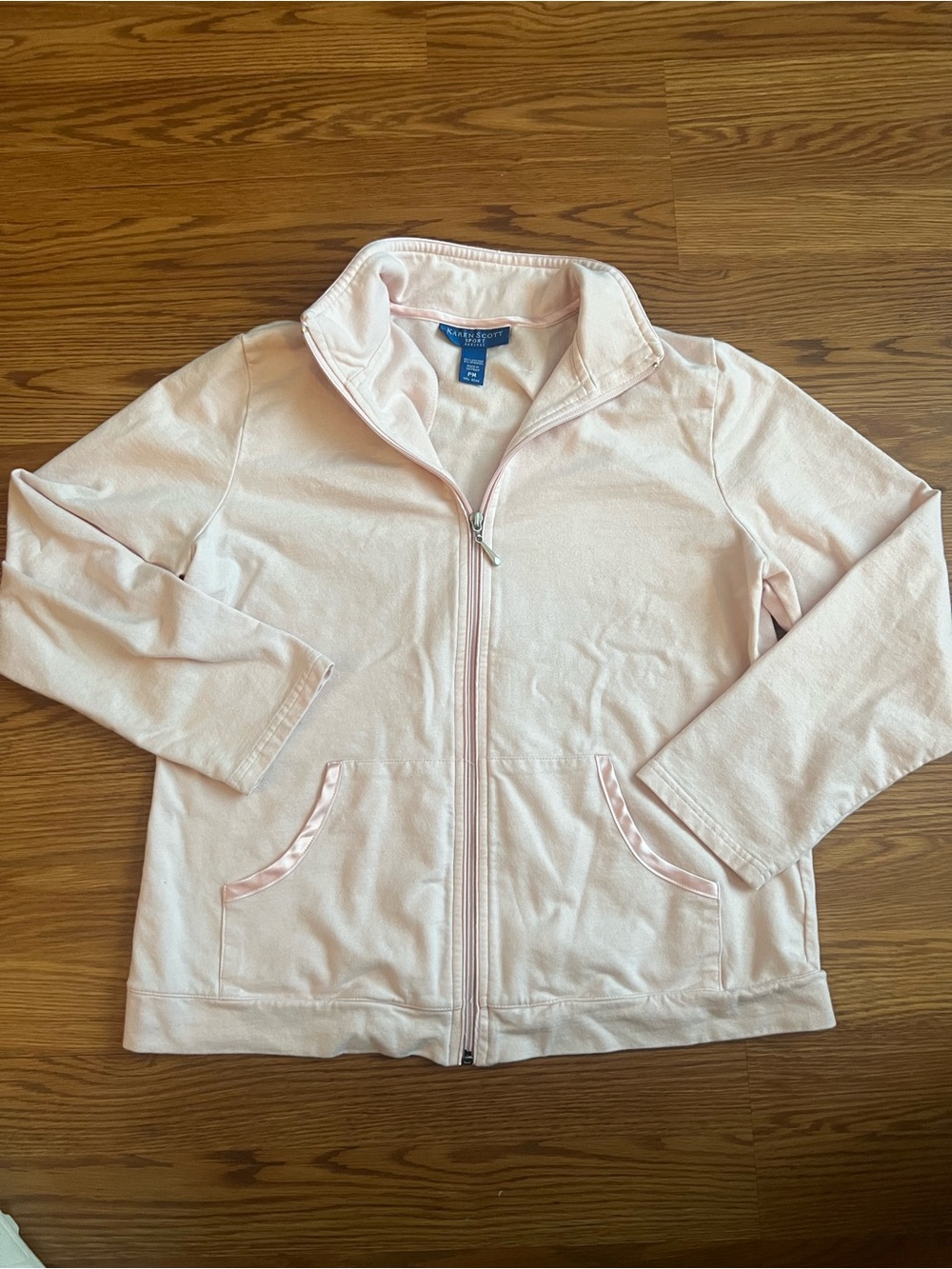 Karen Scott Sport Light Pink Zip-Up Sweatshirt Jacket